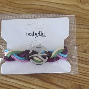 Peace sign Pastel Multistrand Braided Cord Bracelet with Silver Clasp